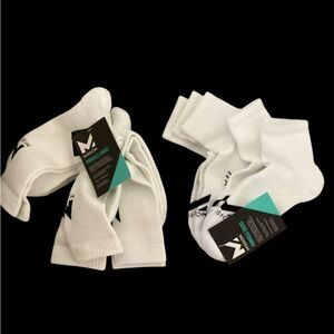Mission Pinnacle Socks Bundle 3 packs of both Crew and ankle socks, White, NWT